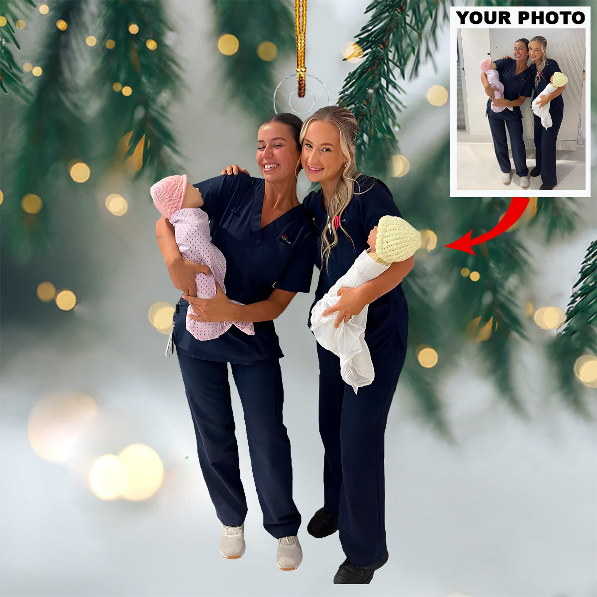 Nurturing Hearts Personalized Photo Mica Ornament Christmas Gift For Nurses