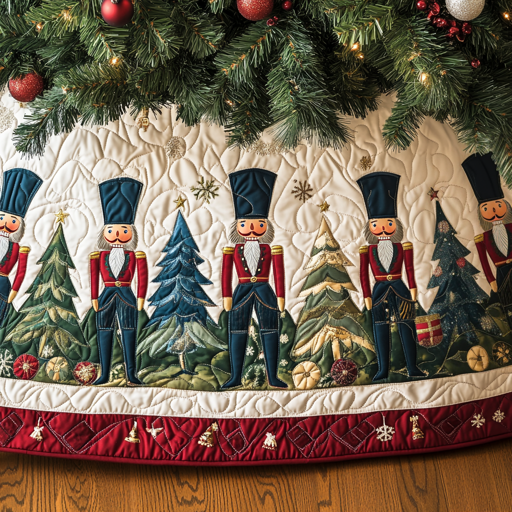 Nutcracker Ballet Quilted Christmas Tree Skirt Perfect Merch Gift Tree Skirt for Holiday Season