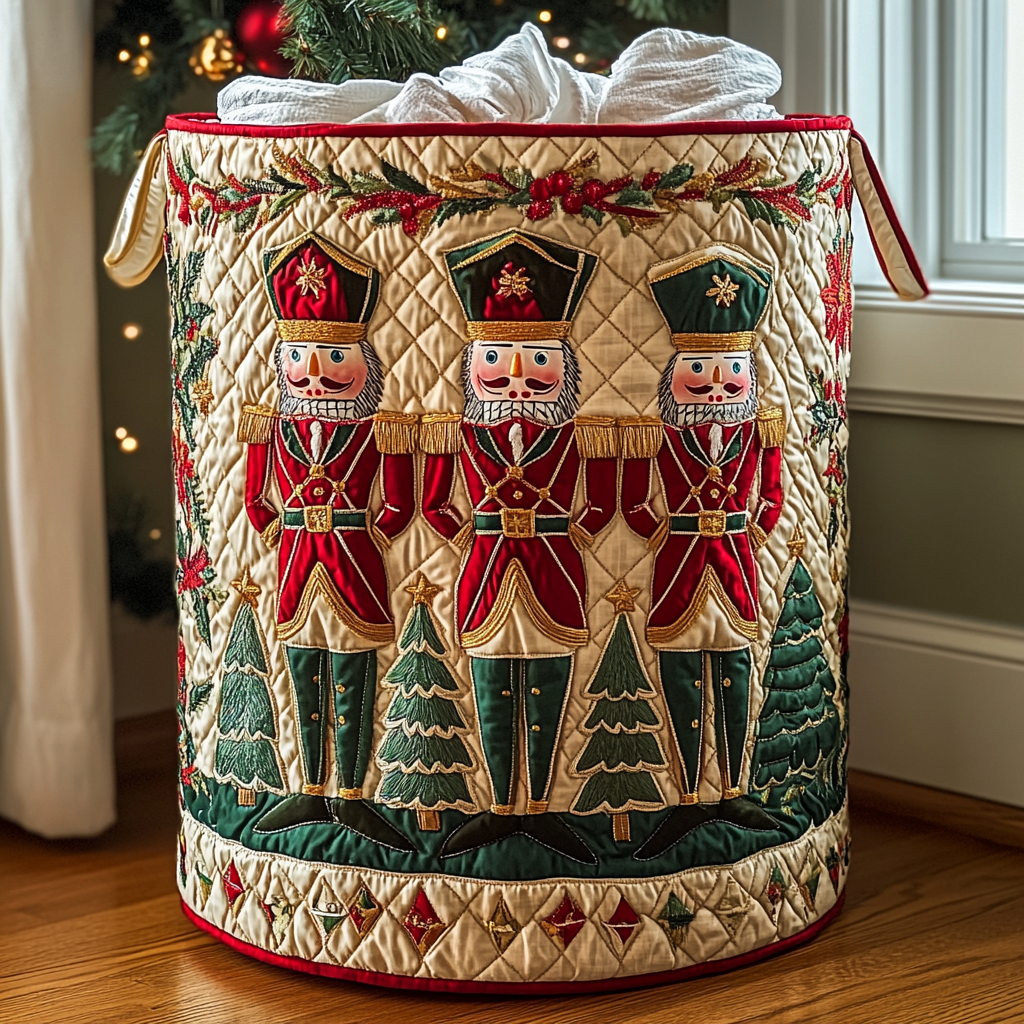 Nutcracker Classic Quilted Laundry Basket Christmas Merch Gift