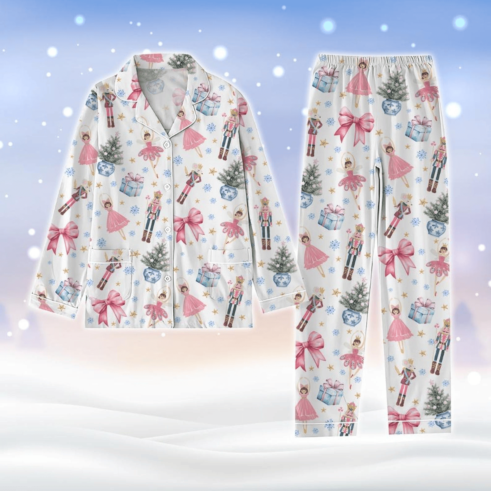 Nutcracker Coquette Christmas Pajamas Set Christmas Party Gift