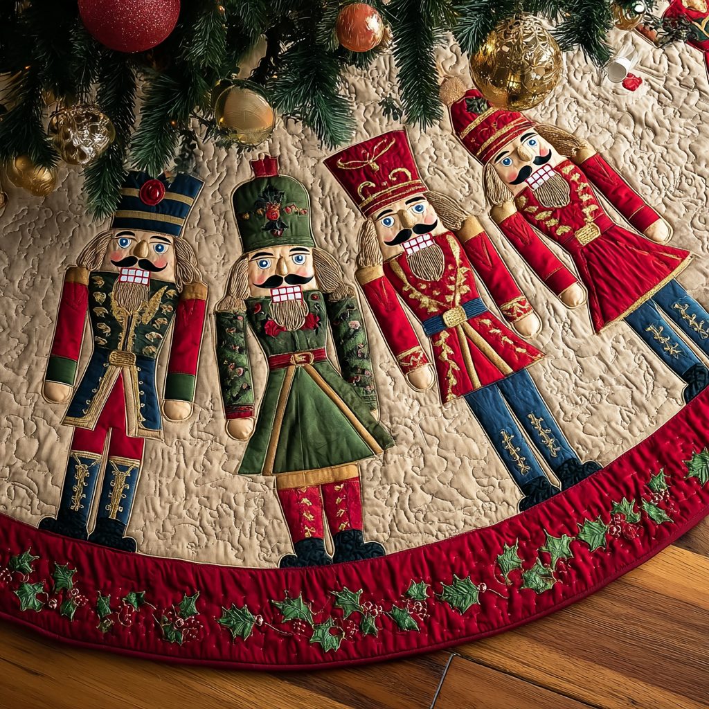 Nutcracker Dreams Christmas Quilted Tree Skirt Perfect Holiday Gift for Home Decor Lovers