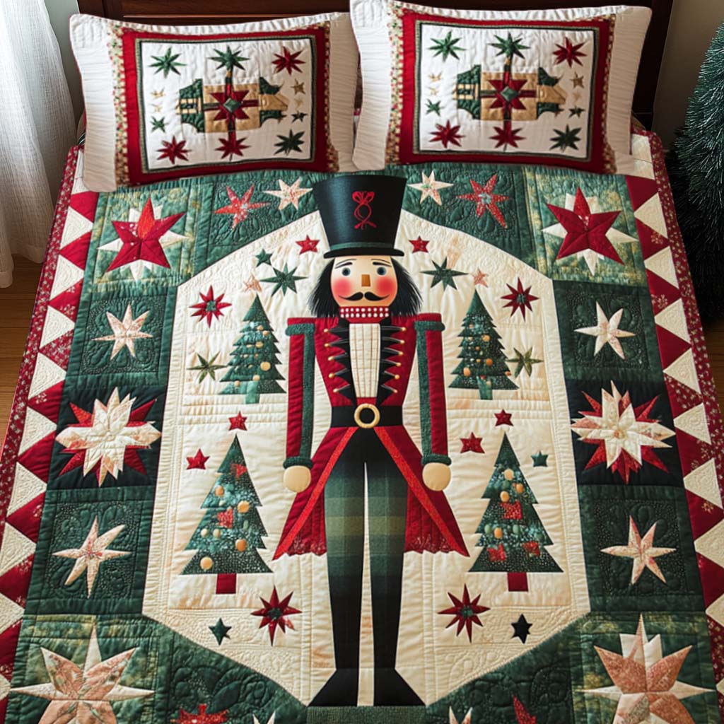 Nutcracker Dreams Quilted Bedding Set King Size Comforter Perfect Holiday Keepsake For Parents