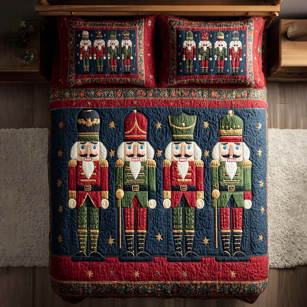 Nutcracker Dreams Quilted Bedding Set Queen Size Comforter Meaningful Christmas Gift For Children