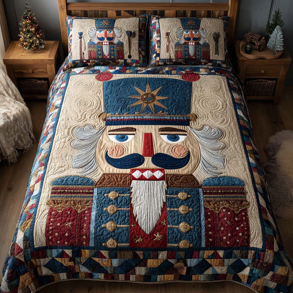 Nutcracker Elegance Quilted Bedding Set Full Size Bed Set Holiday Spirit Gift For Husband