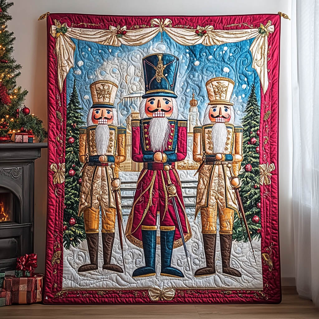 Nutcracker Elegance Quilted Blanket Cute Christmas Blankets