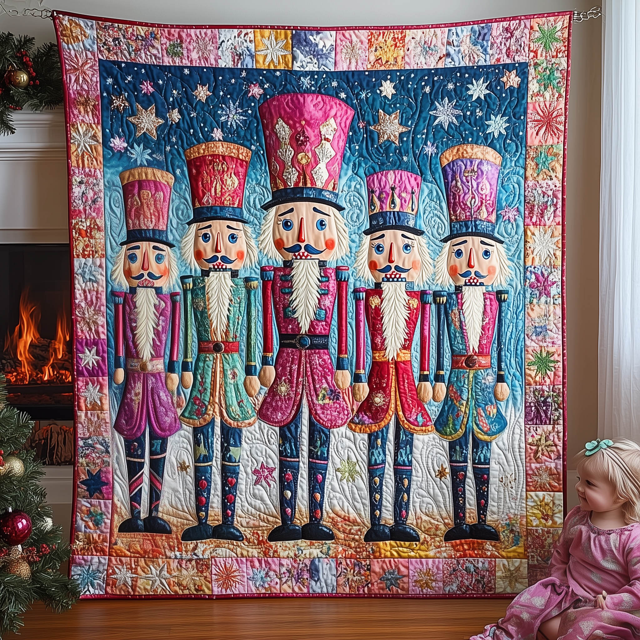 Nutcracker Fantasy Quilted Blanket Cute Christmas Blankets