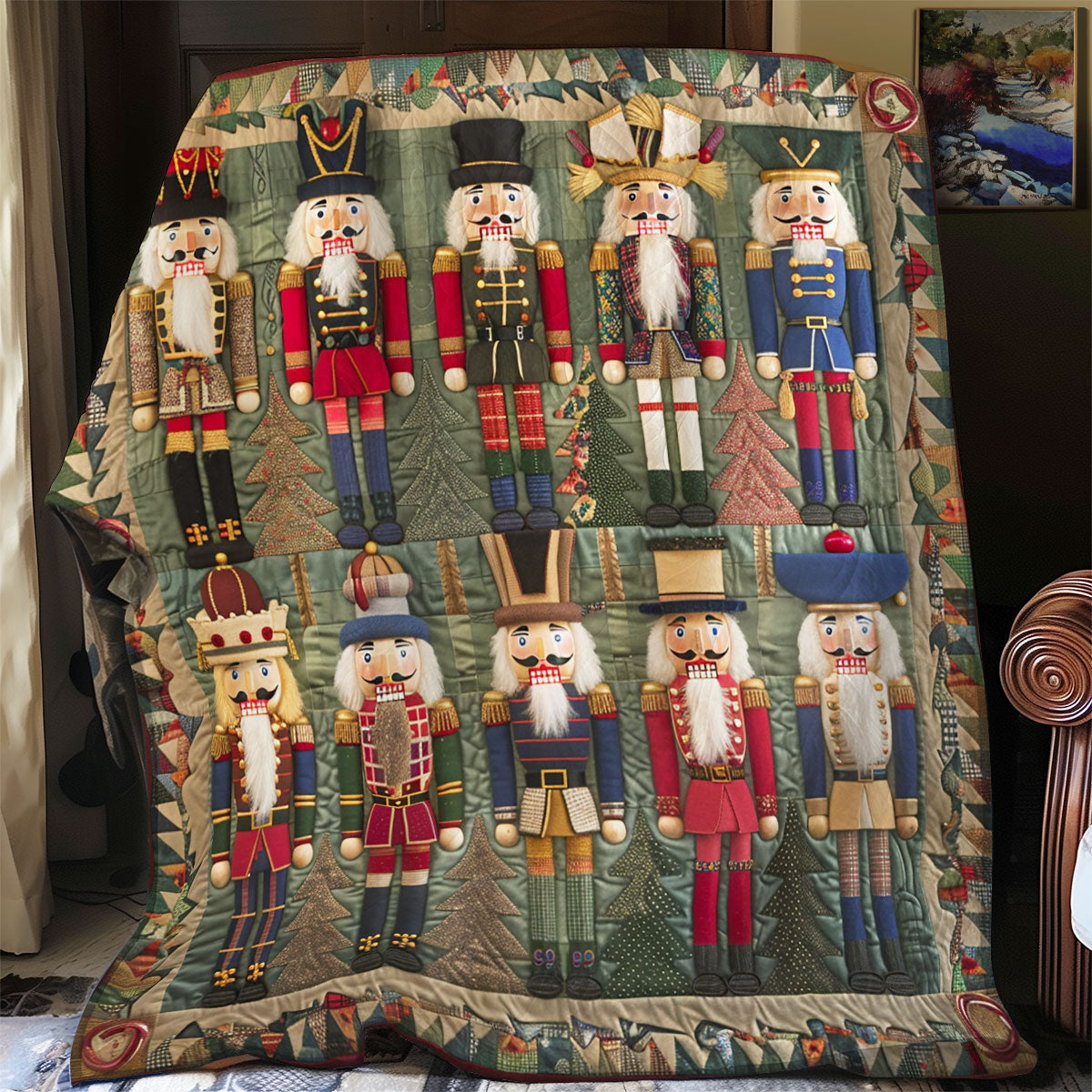 Nutcracker Figures Quilt Blanket Queen Size Blanket Best Anniversary Gifts