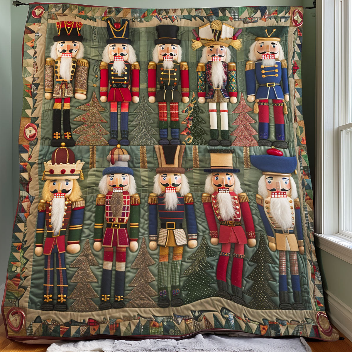Nutcracker Figures Quilt Blanket Queen Size Blanket Best Anniversary Gifts