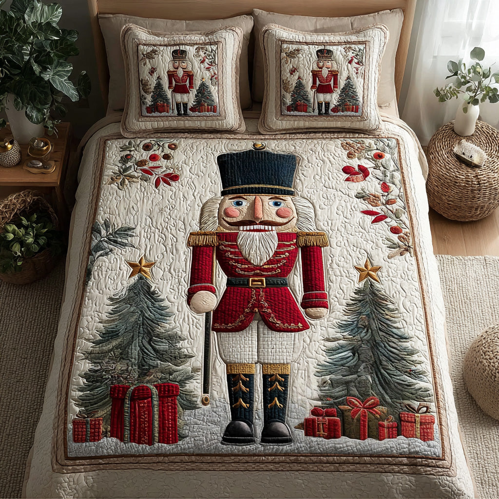 Nutcracker Forest Quilted Bedding Set Full Size Sheets Holiday Gift For Parents