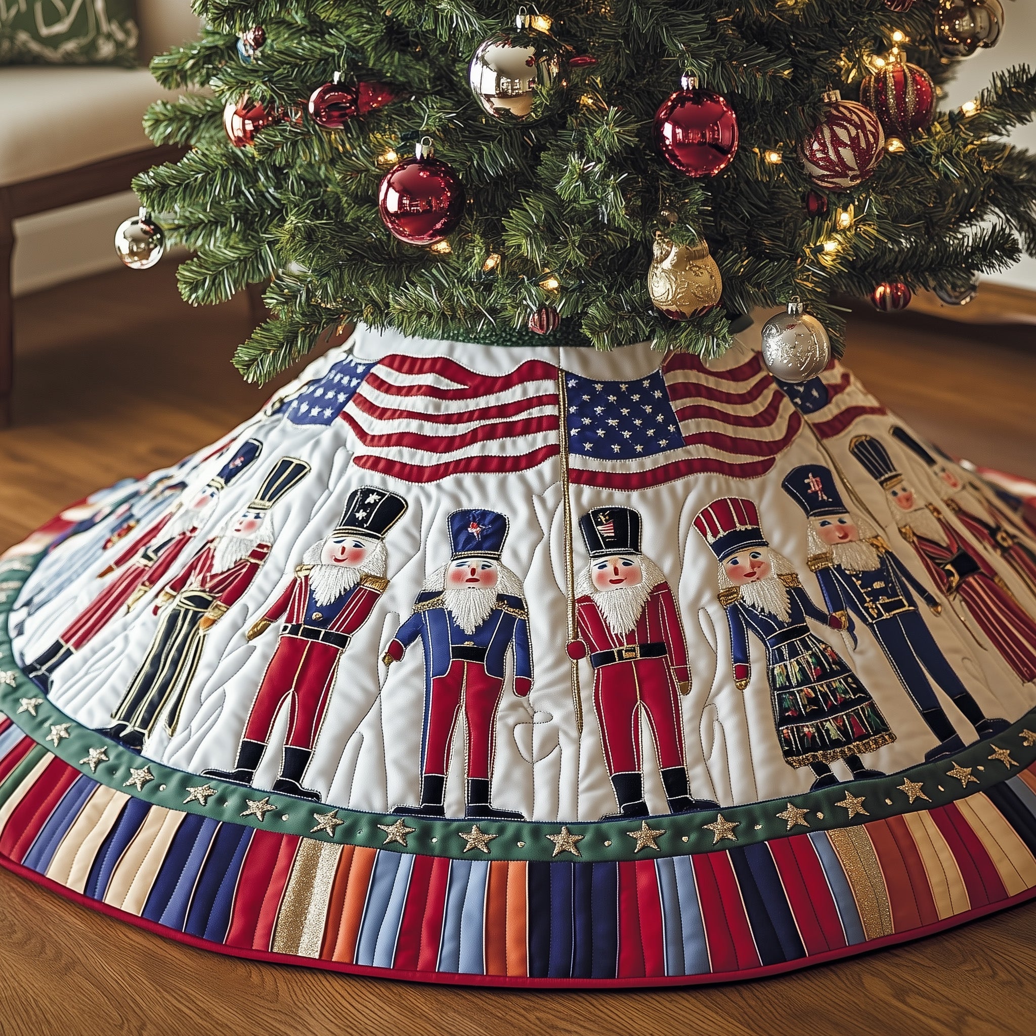 Nutcracker Guard Quilted Tree Skirt Cozy Tree Skirt For Holiday Decor