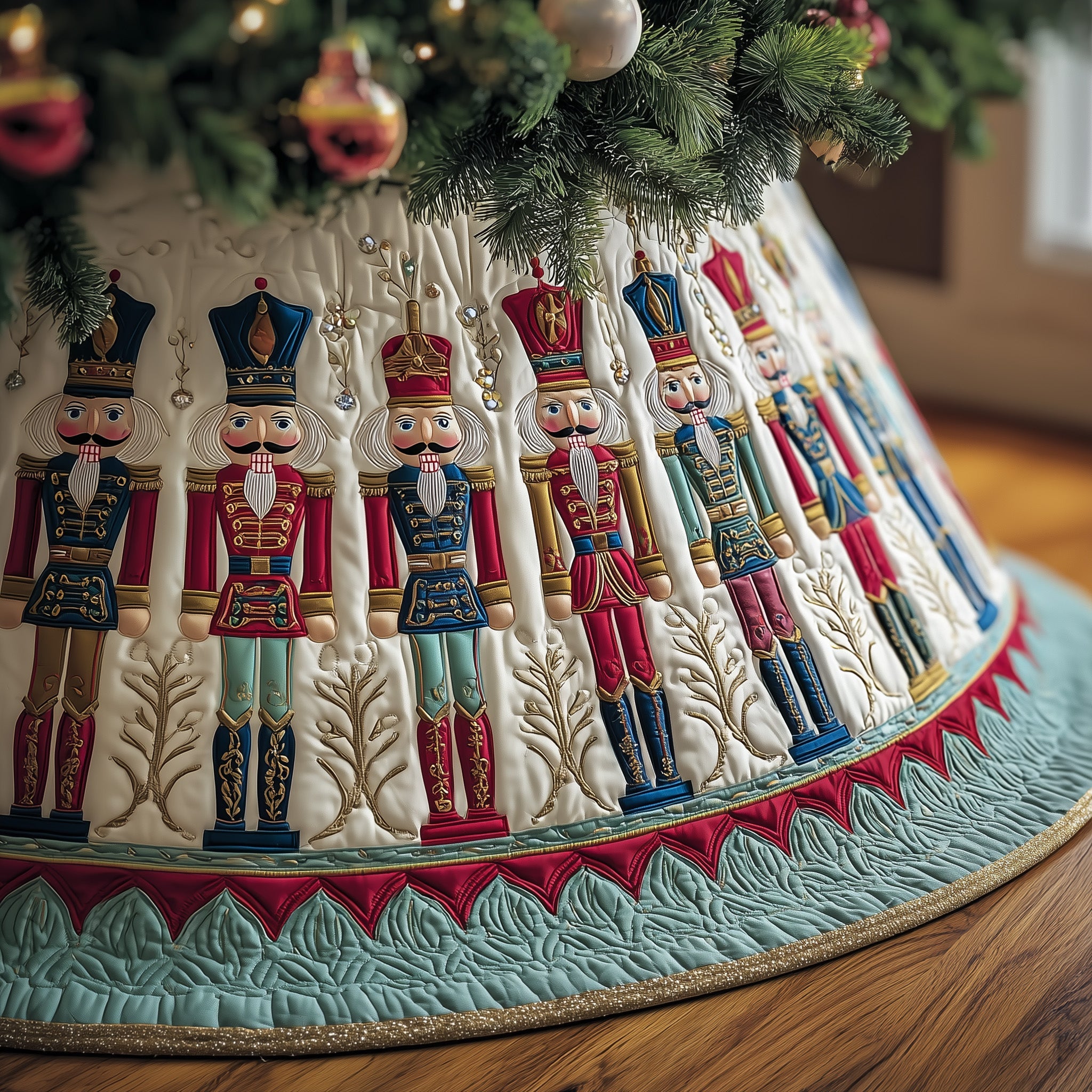 Nutcracker Guard Quilted Tree Skirt Heartwarming Family Gathering Merch