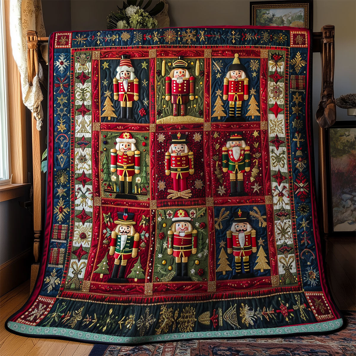 Nutcracker In Christmas Night Quilt Blanket Throws For Couch Cute Mothers Day Gifts