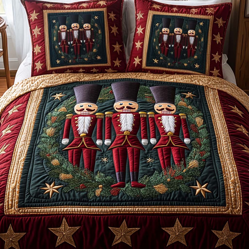 Nutcracker Kingdom Quilted Bedding Set Bedspreads Queen Size Holiday Surprise For Sister