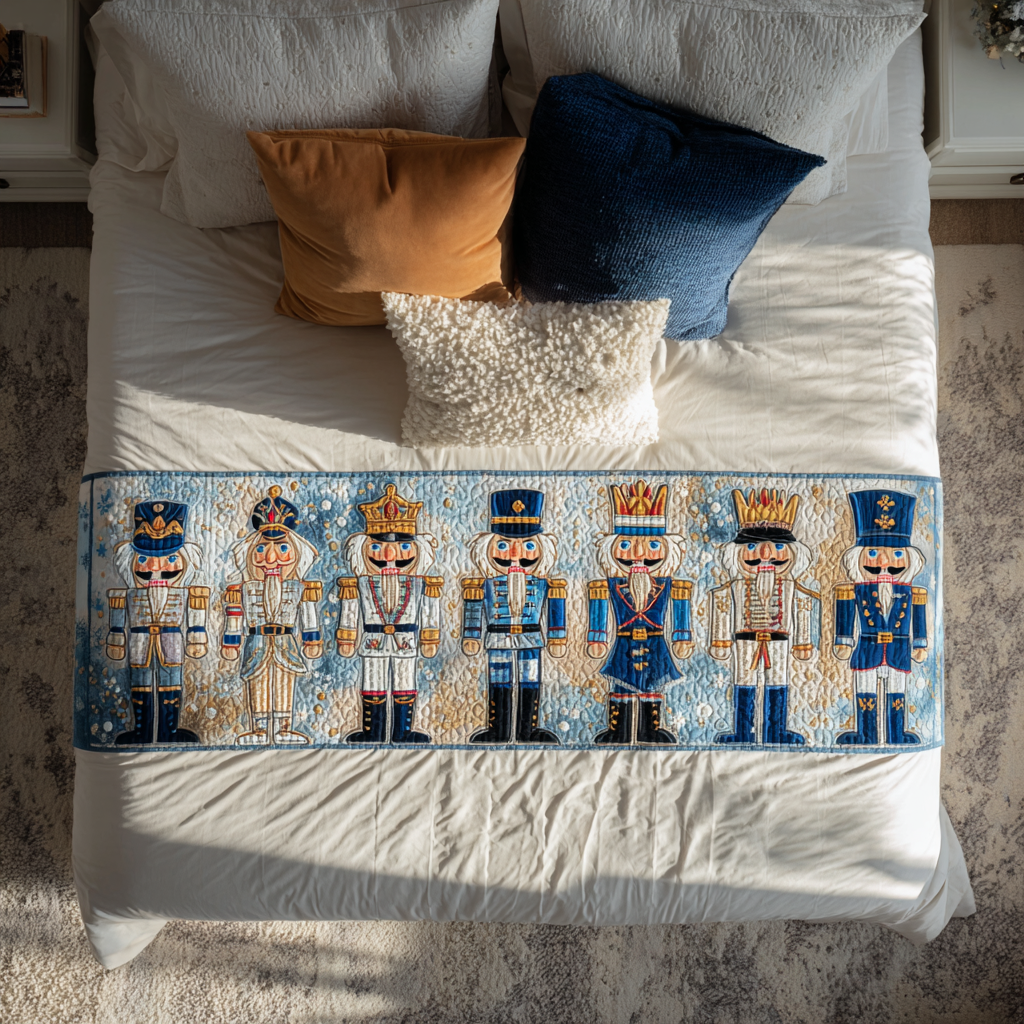 Nutcracker Line Quilted Bed Runner Christmas Bed Decor 2025 Christmas Gifts