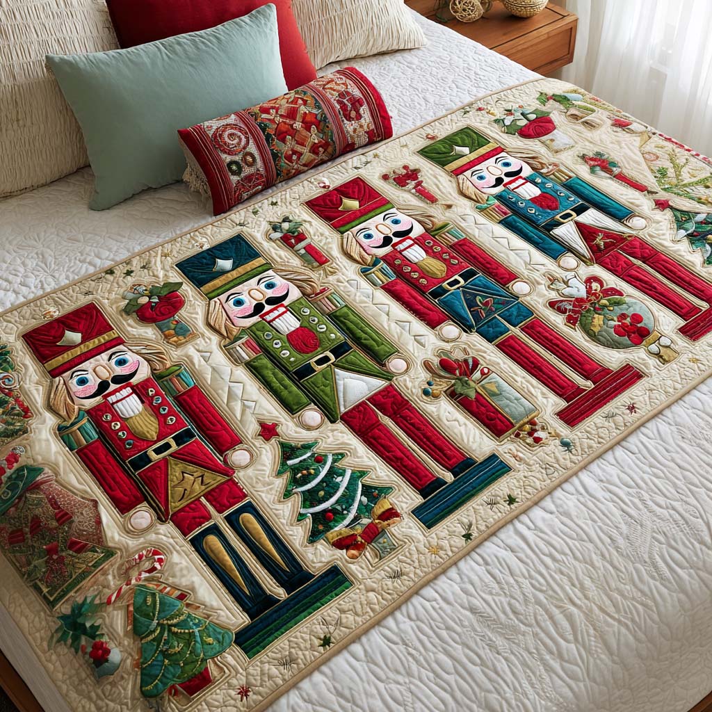 Nutcracker Magic Quilted Bed Runner Xmas Room Decorations Family Christmas Gifts