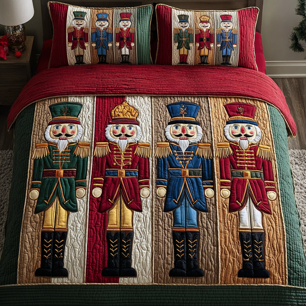 Nutcracker Magic Quilted Bedding Set Best Holiday Duvet Covers Best Family Xmas Gifts