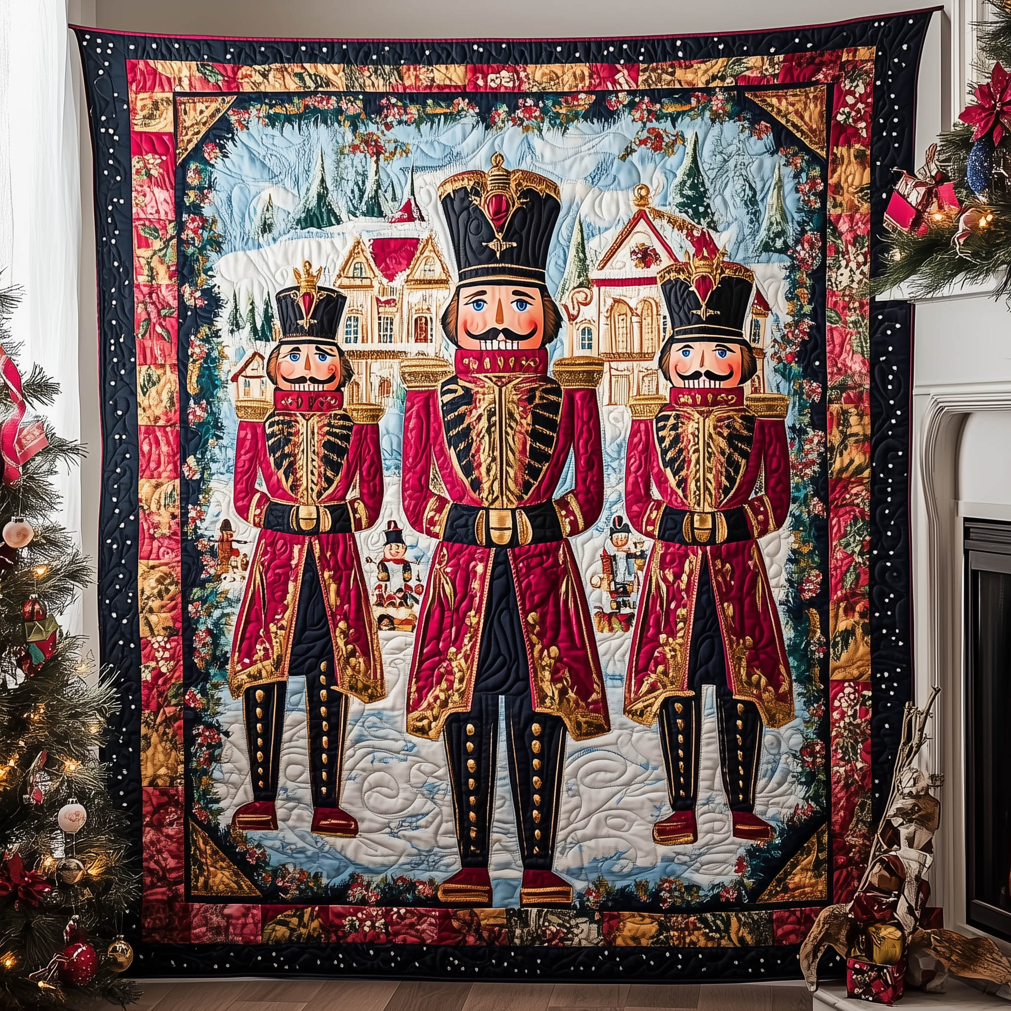 Nutcracker Magic Quilted Blanket Cute Christmas Blankets