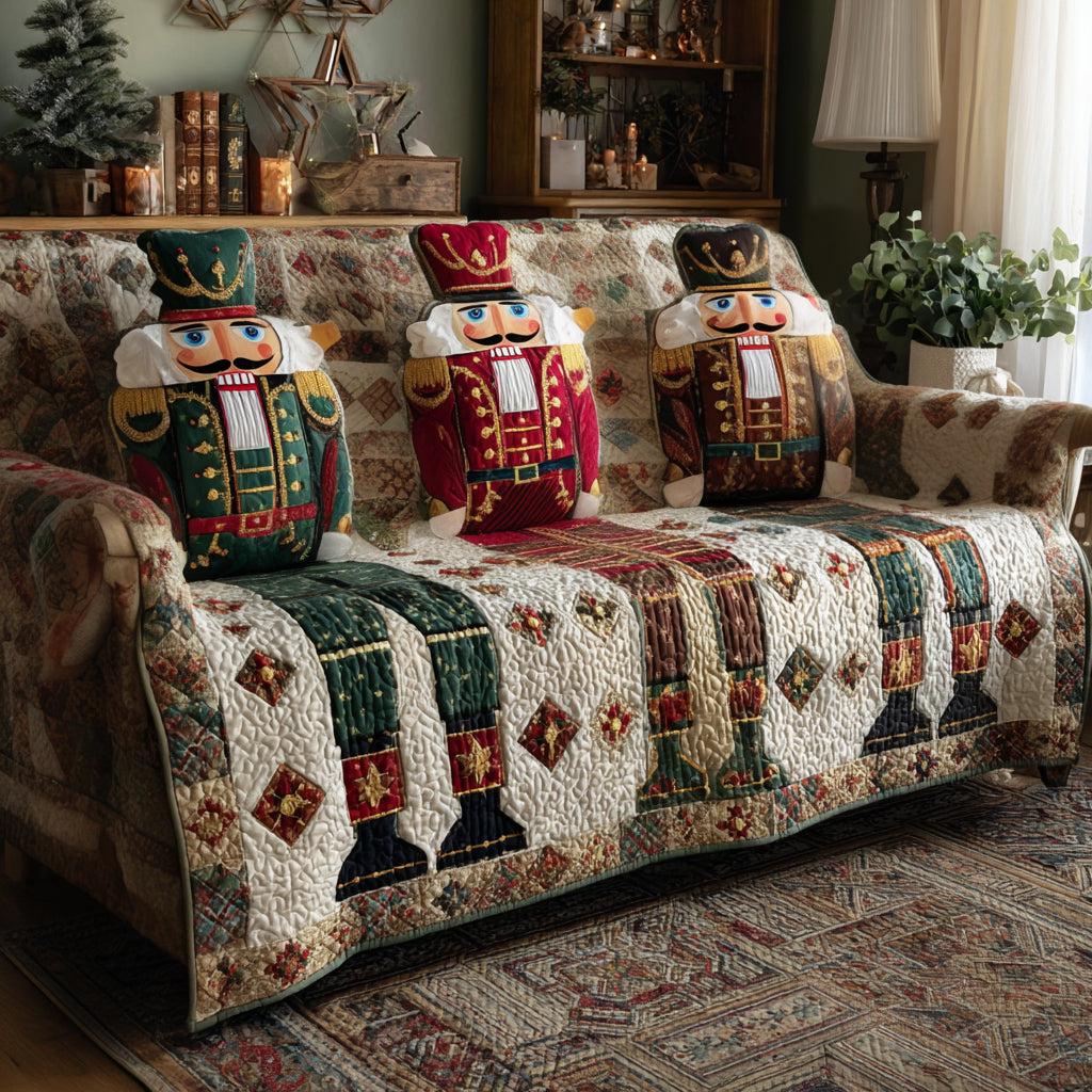 Nutcracker Magic Quilted Sofa Cover Christmas Living Decor Christmas Gifts For Husband