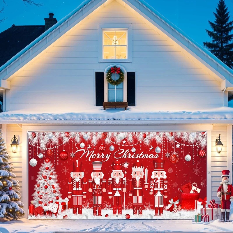 Nutcracker Merry Christmas Garage Door Cover Xmas Garage Background Decor Nutcracker Gifts