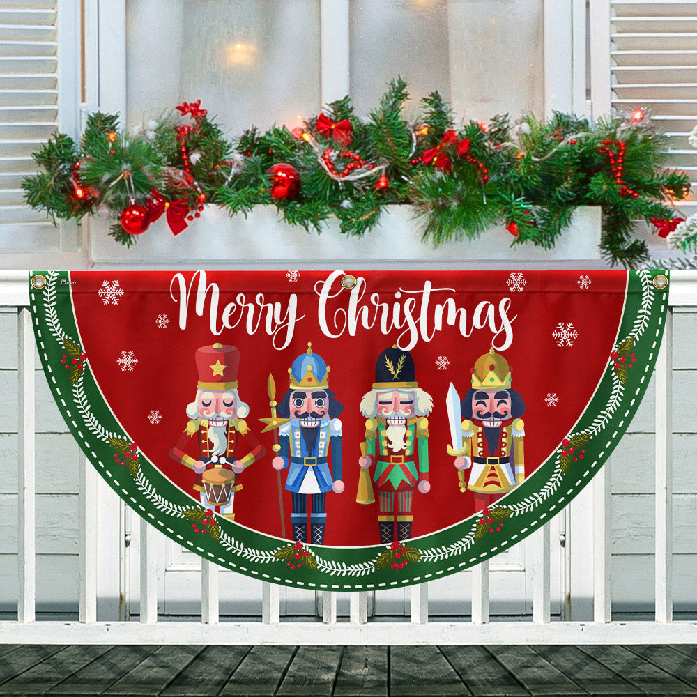 Nutcracker Merry Christmas Non Pleated Fan Flag
