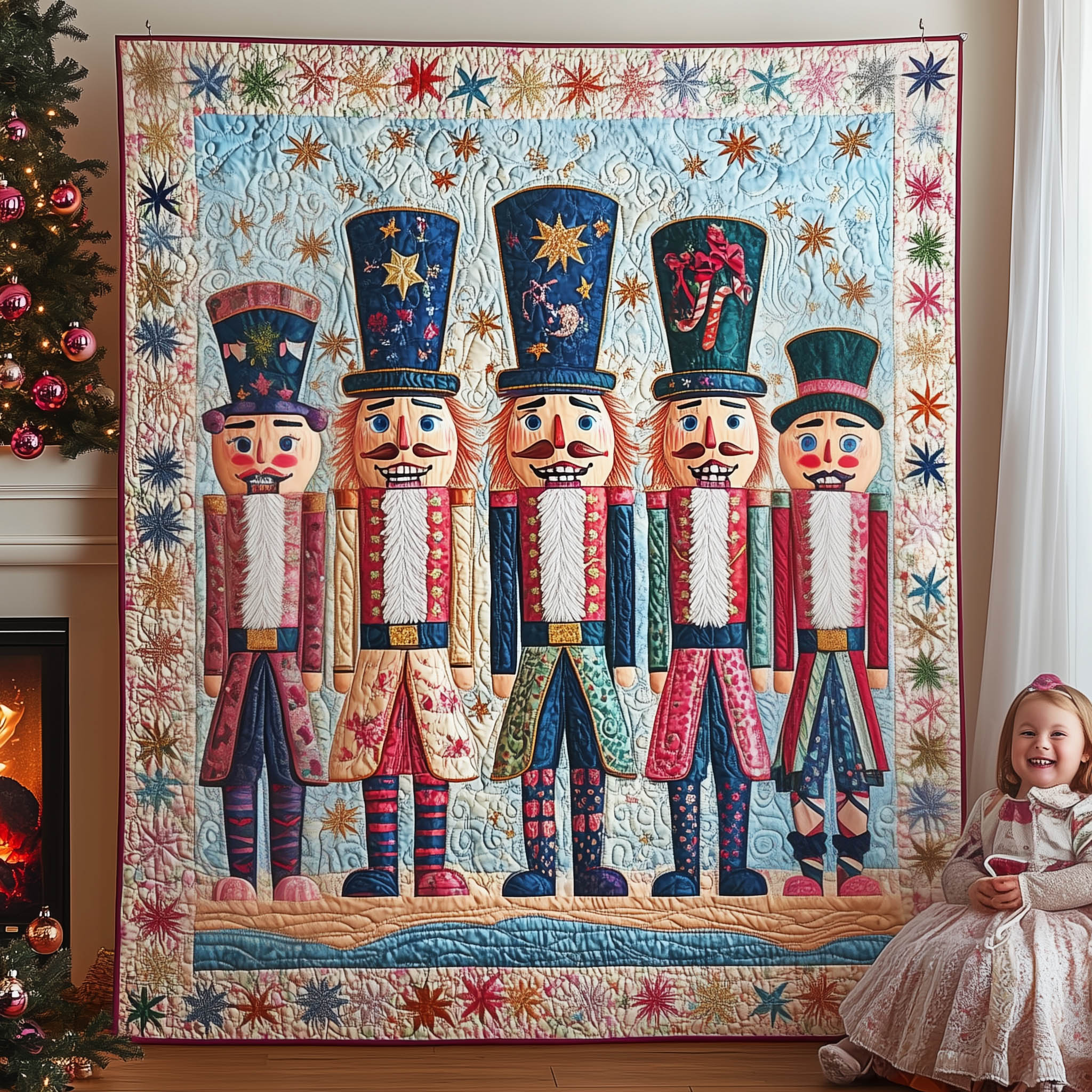 Nutcracker Night Quilted Blanket Cute Christmas Blankets