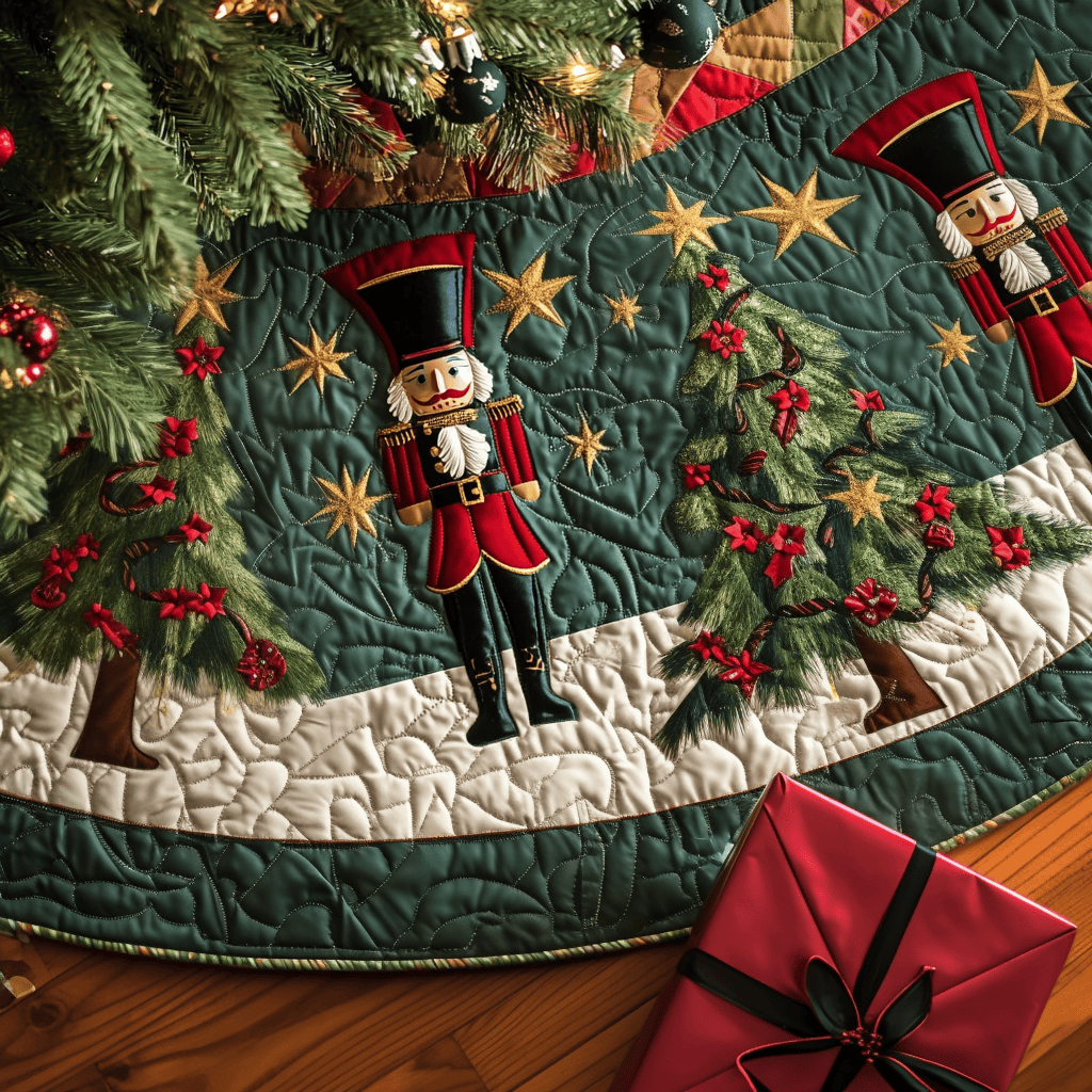 Nutcracker Parade Quilted Christmas Tree Skirt Nutcracker Christmas Presents