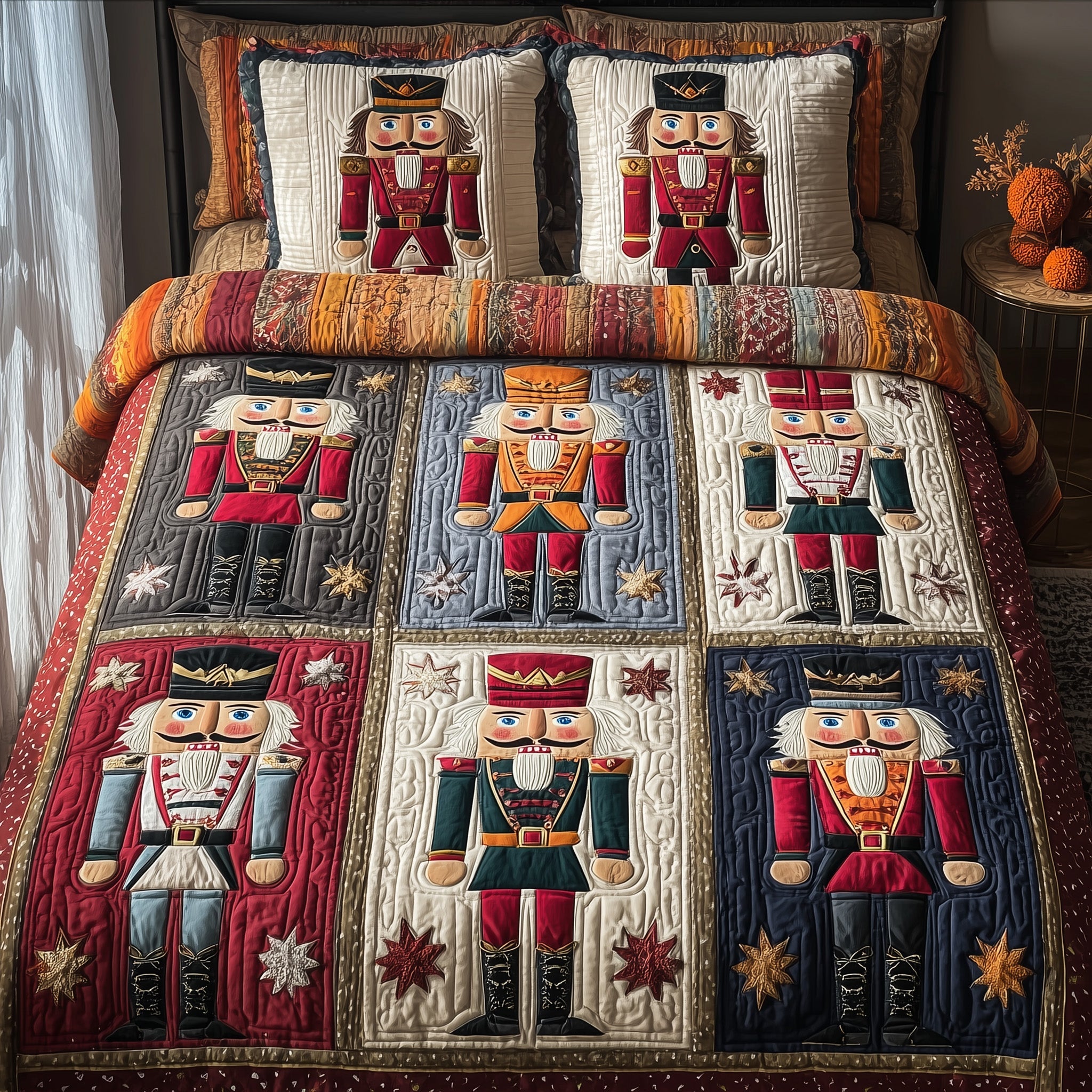 Nutcracker Quilted Bedding Set Cotton Sateen