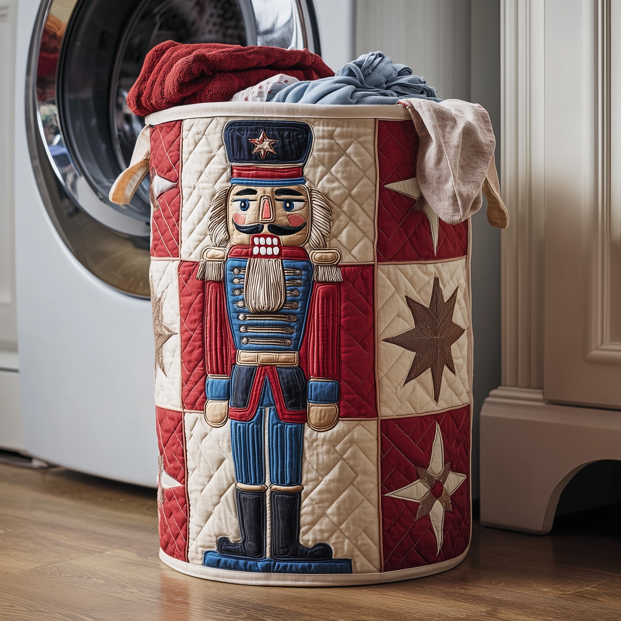 Nutcracker Quilted Laundry Basket Fabric Clothes Basket Unique Gifts For Enthusiasts