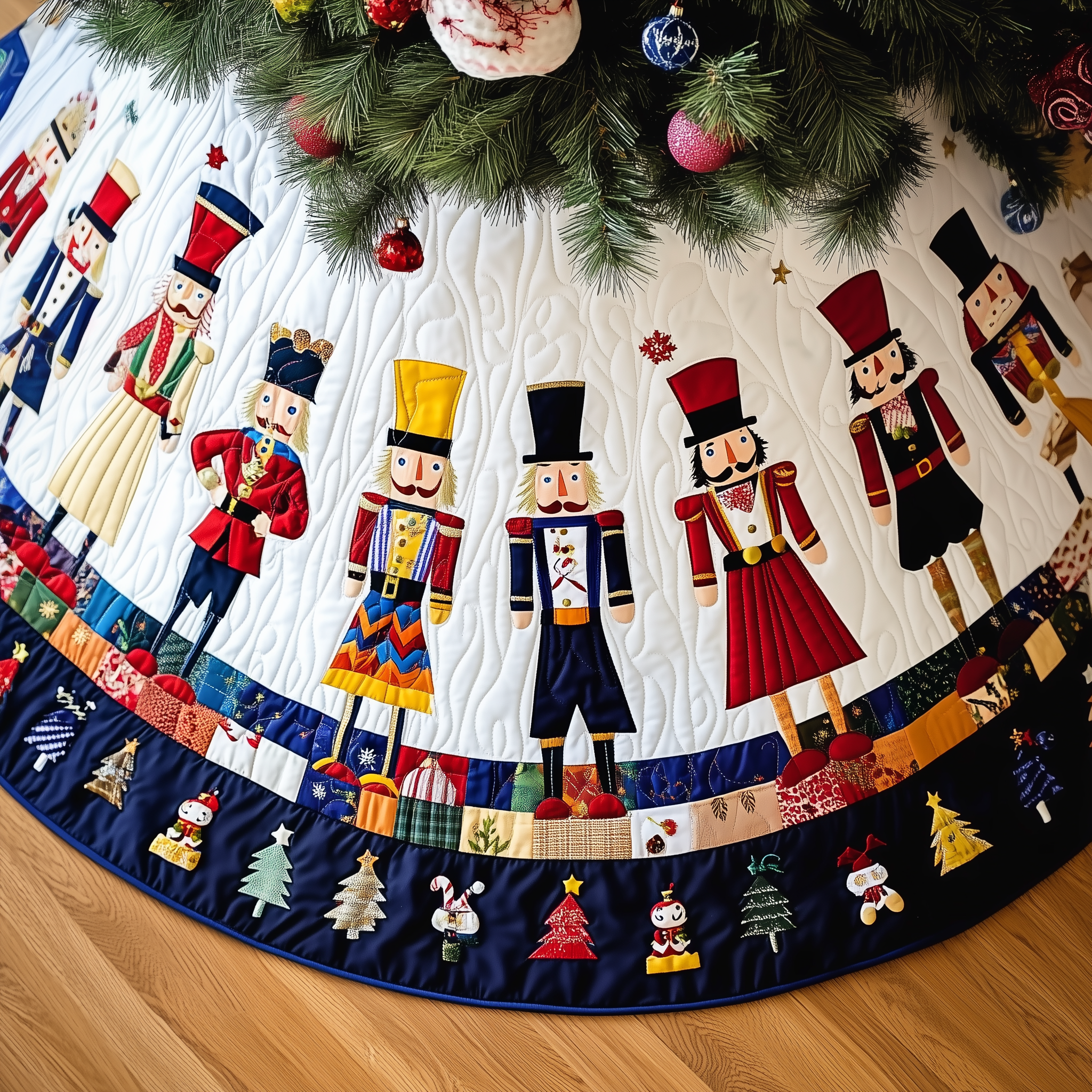 Nutcracker Quilted Tree Skirt Christmas Xmas Tree Base Cover Decorations The Nutcracker Gifts