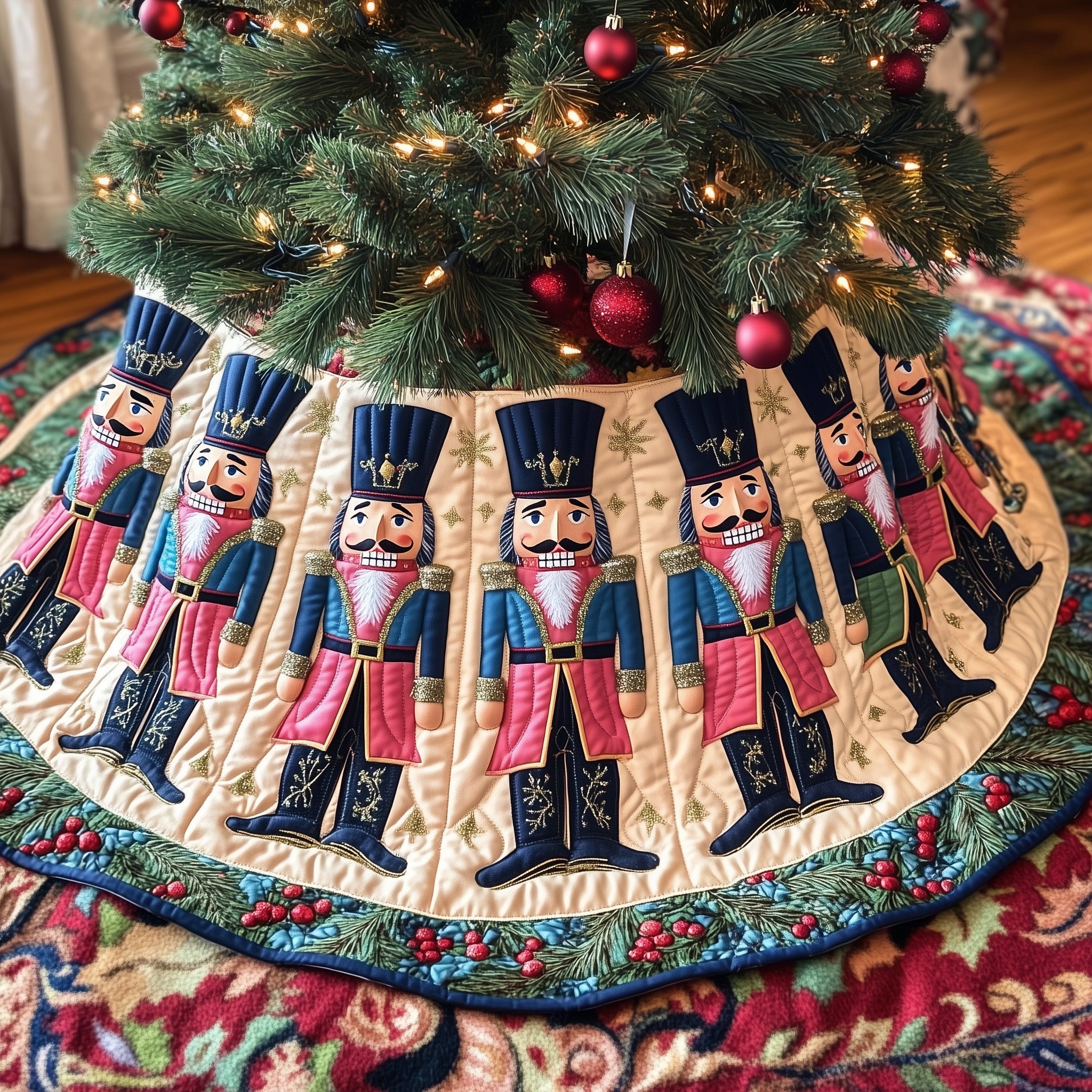 Nutcracker Quilted Tree Skirt Holiday Tree Skirt Must-Have