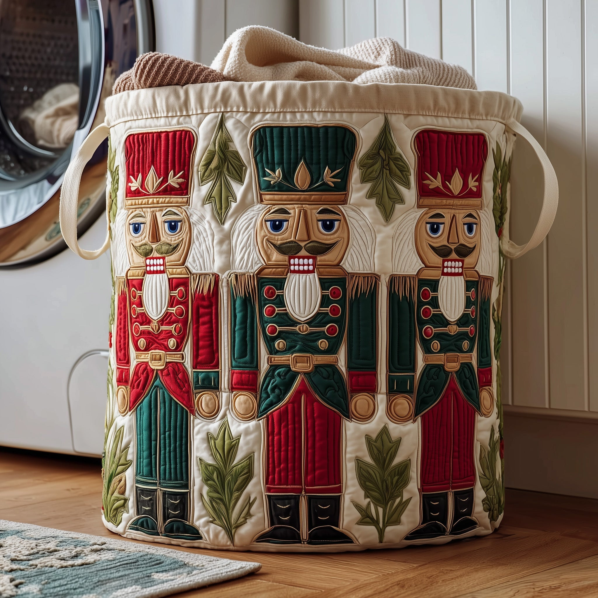 Nutcracker Soldier Quilted Laundry Basket Xmas Themed Laundry Room Signs Gifts