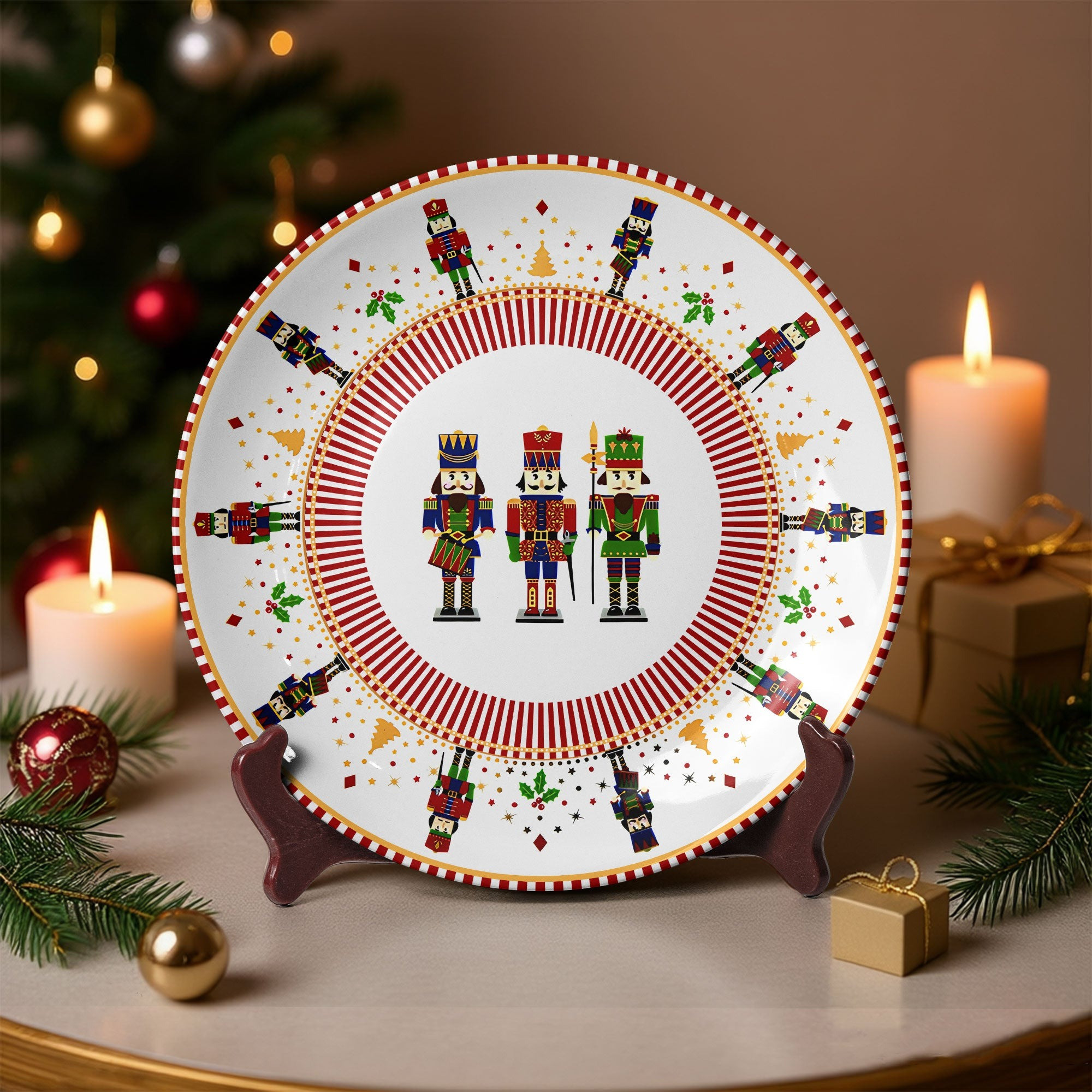 Nutcracker Soldiers Ceramic Plate Christmas Table Decor Holiday Gifts Collection