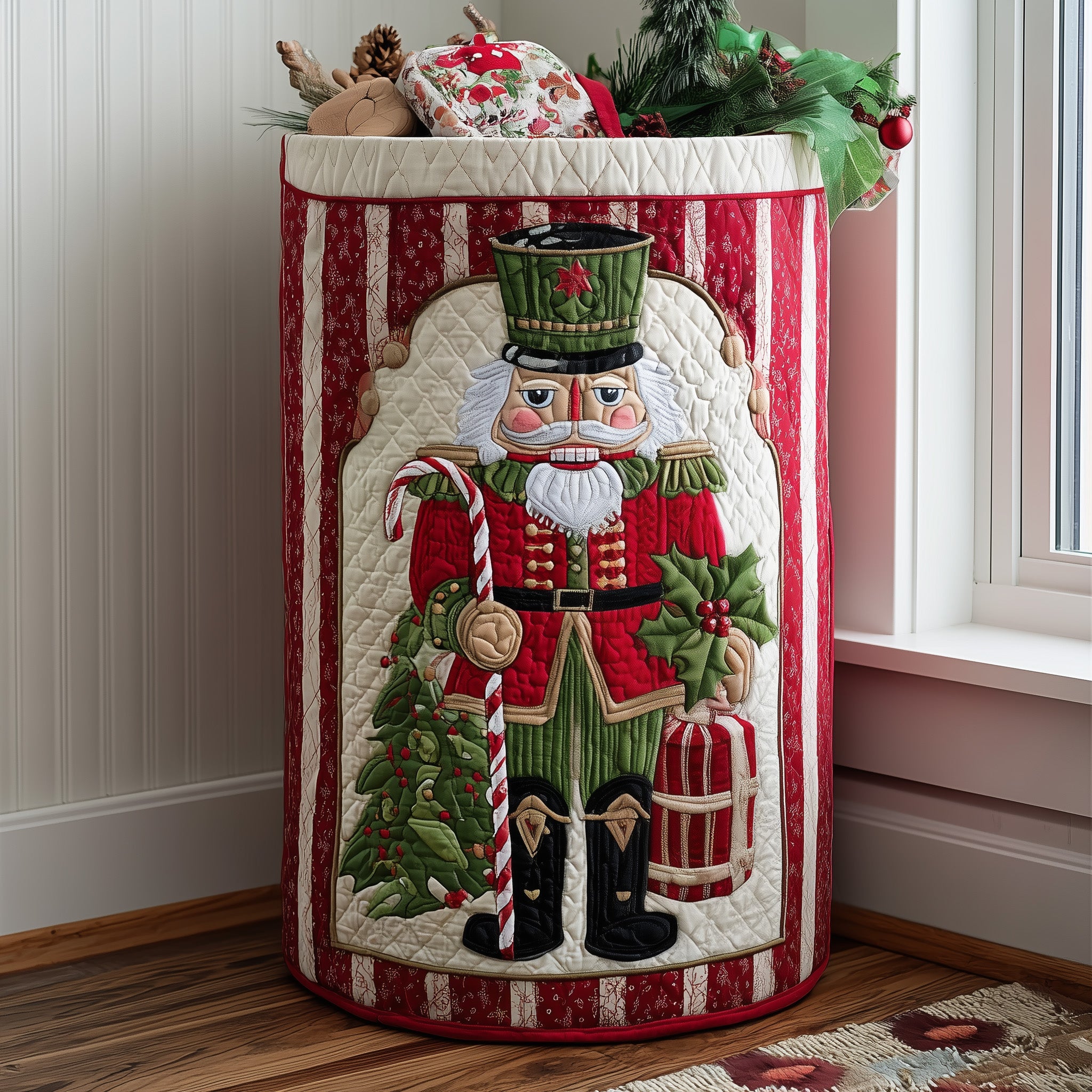 Nutcracker Spirit Quilted Laundry Basket Best Family Christmas Gifts