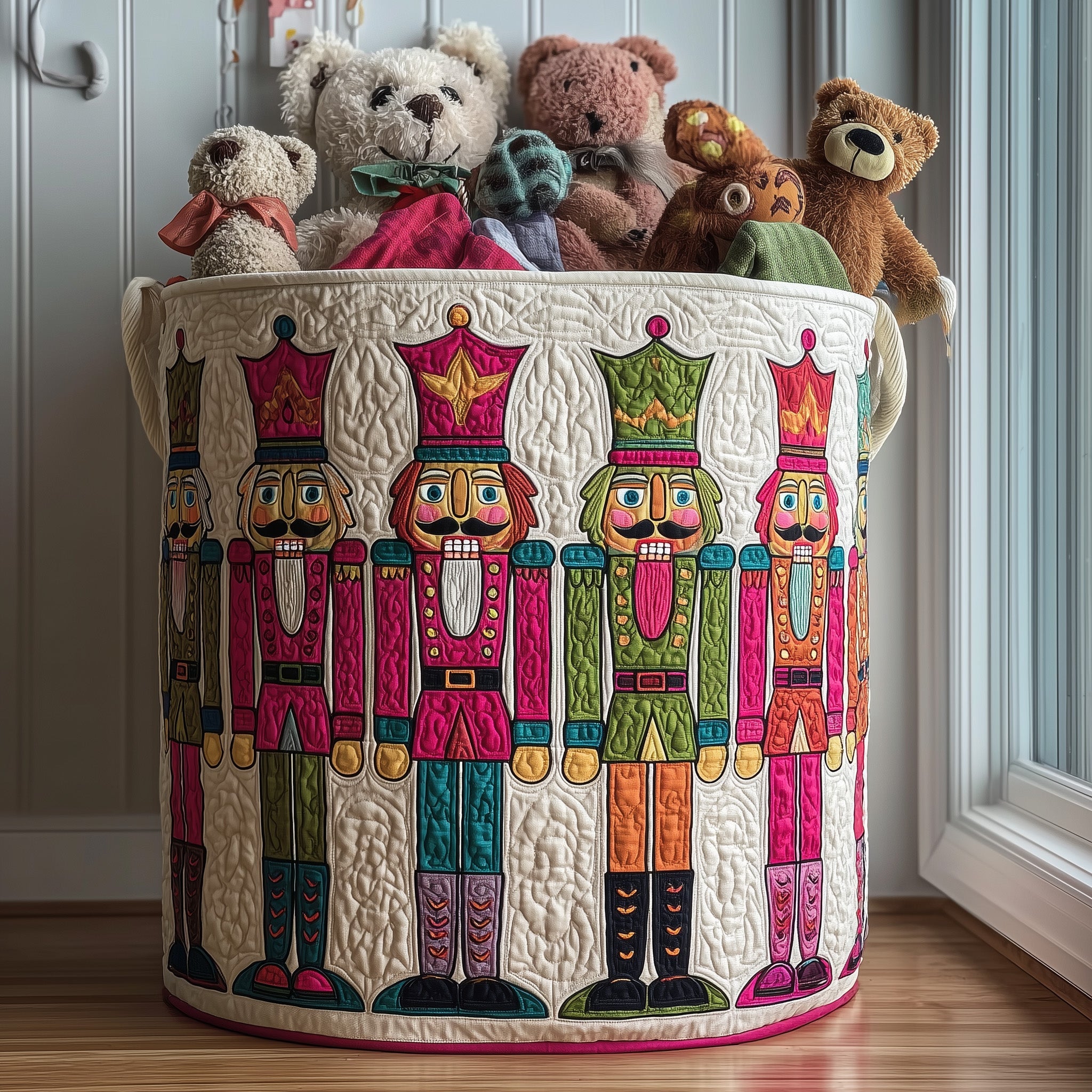 Nutcracker Spirit Quilted Laundry Basket Family Xmas Gift Baskets