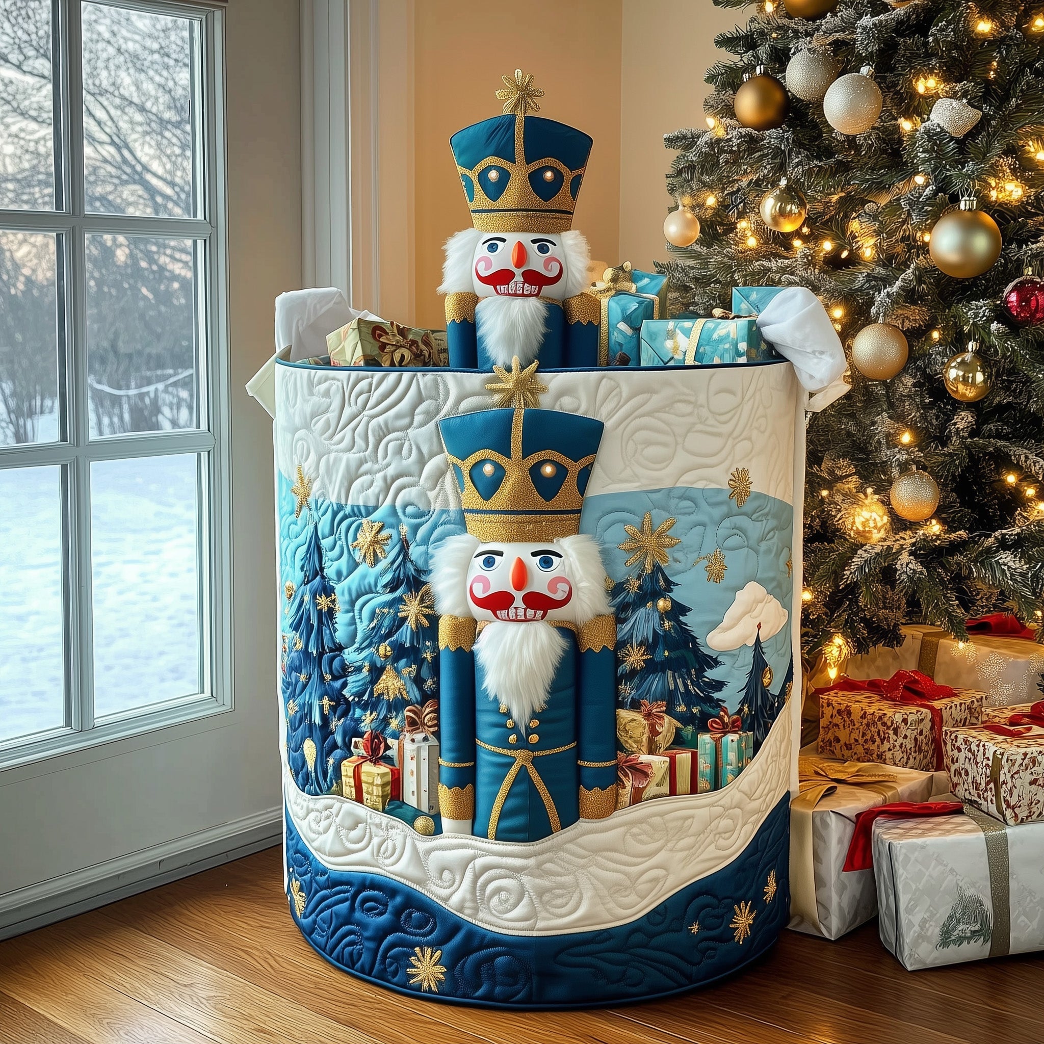 Nutcracker Spirit Quilted Laundry Basket Great Family Gifts For Christmas
