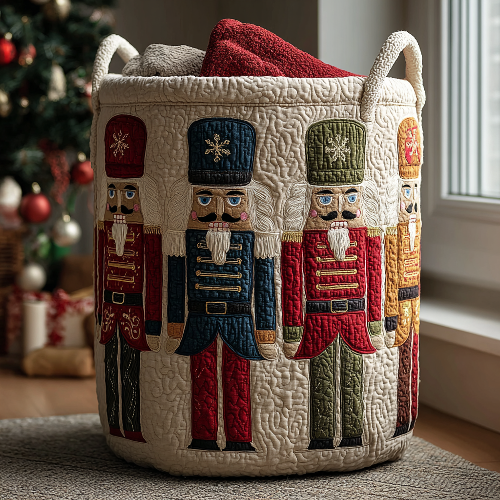 Nutcracker Spirit Quilted Laundry Basket Merch For Mom