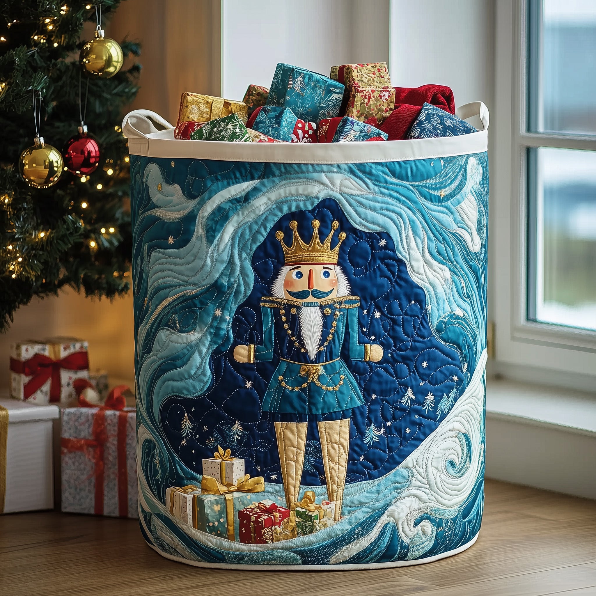 Nutcracker Spirit Quilted Laundry Basket Nice Family Christmas Gifts