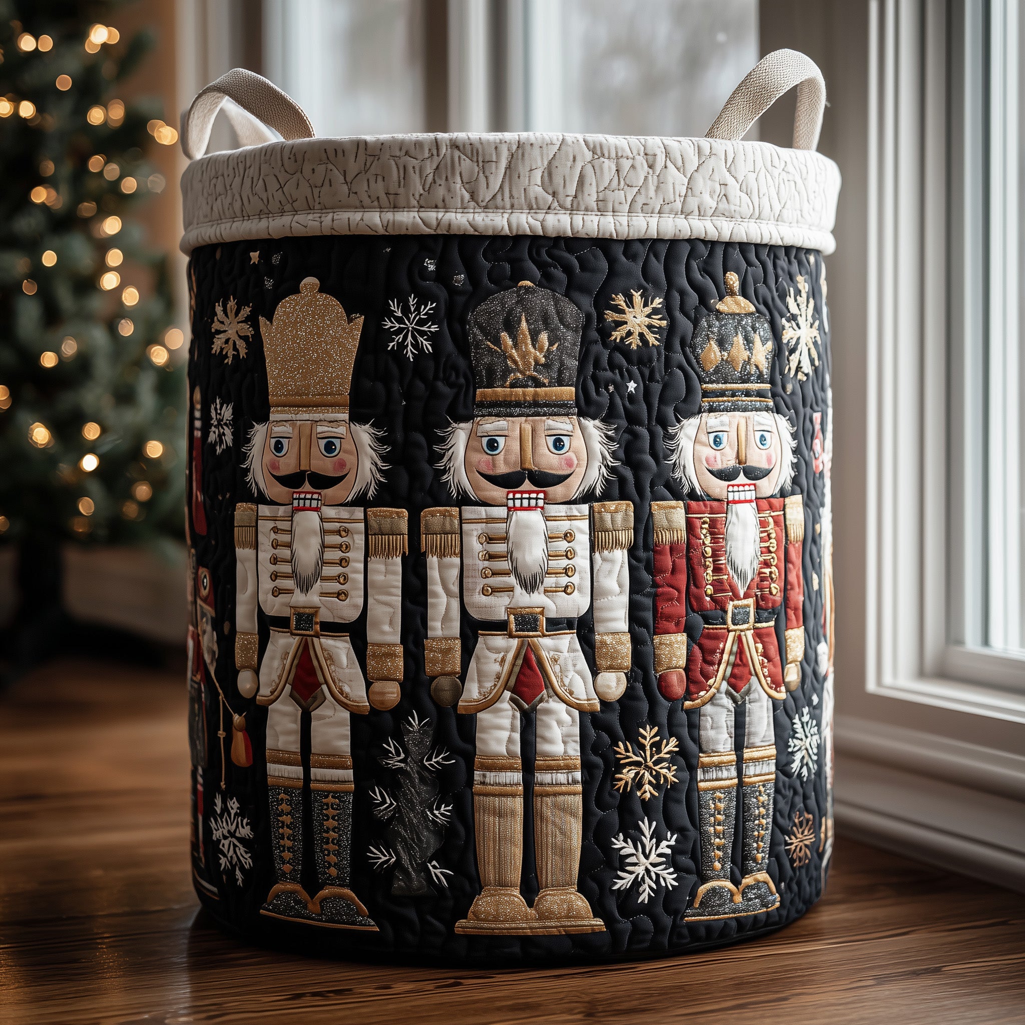 Nutcracker Spirit Quilted Laundry Basket Unique Christmas Gifts For Family