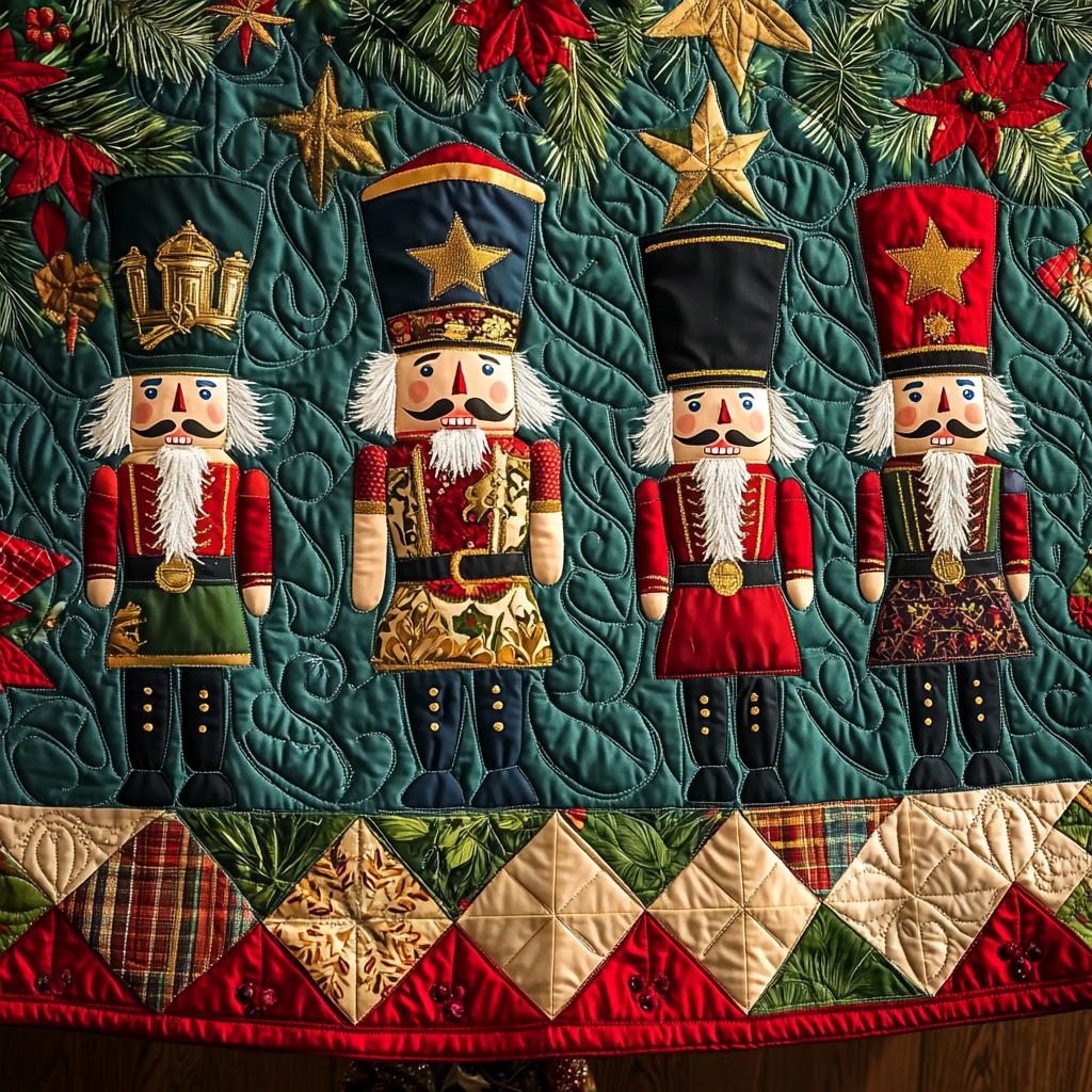 Nutcracker Suite Quilted Christmas Tree Skirt Nutcracker Christmas Themed Gift