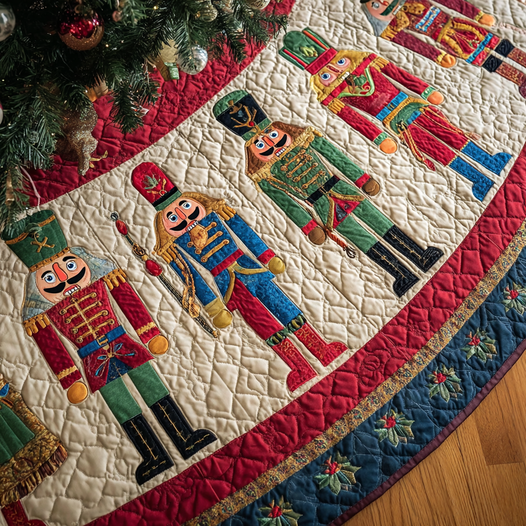 Nutcracker Tales Christmas Quilted Tree Skirt Perfect Merch Gift Tree Skirt for Holiday Season