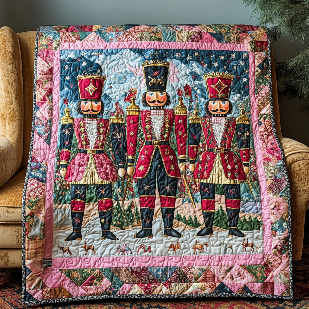 Nutcracker Toy Guard Quilted Blanket Romantic Christmas Gifts
