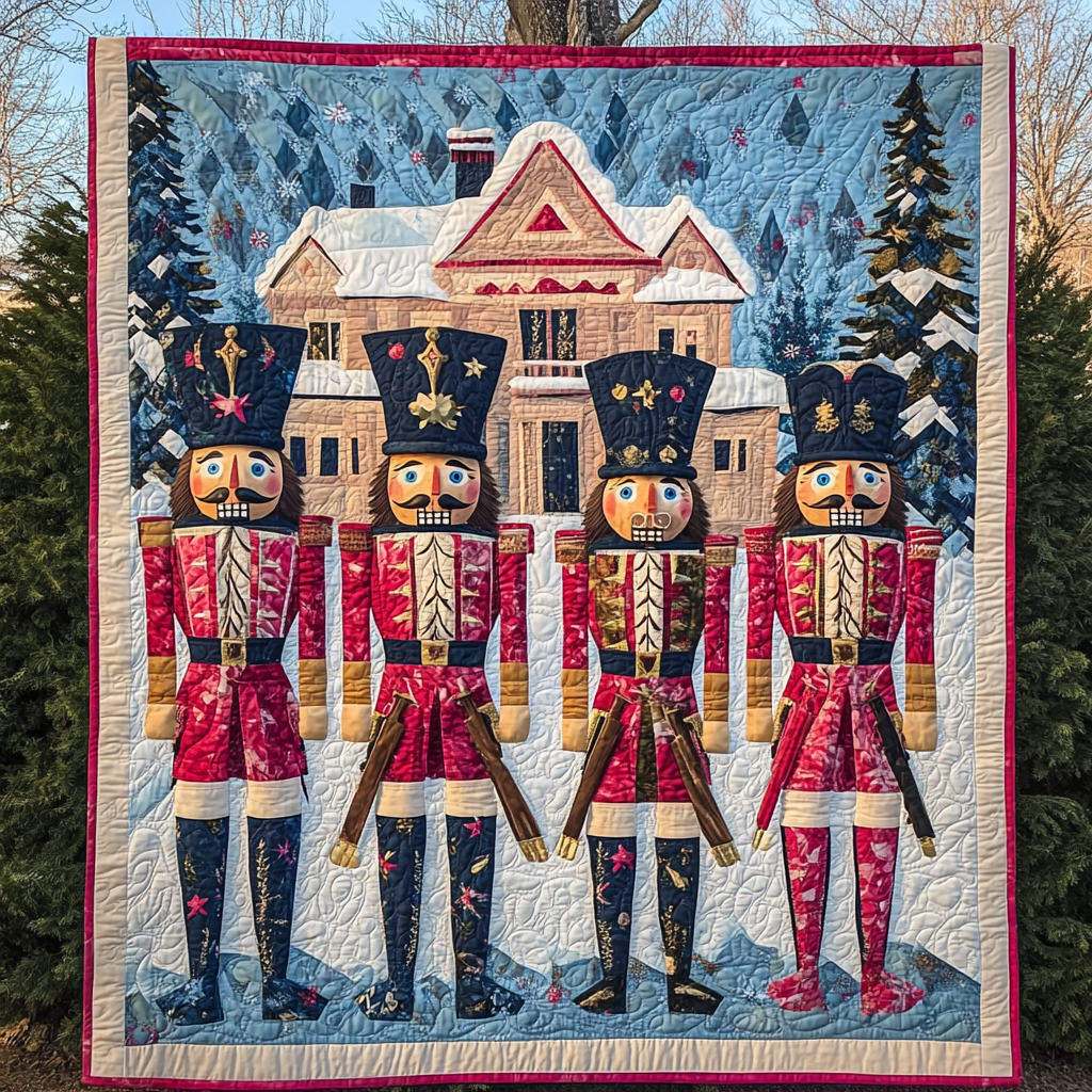 Nutcracker Toy Spread Quilted Blanket Romantic Christmas Gifts