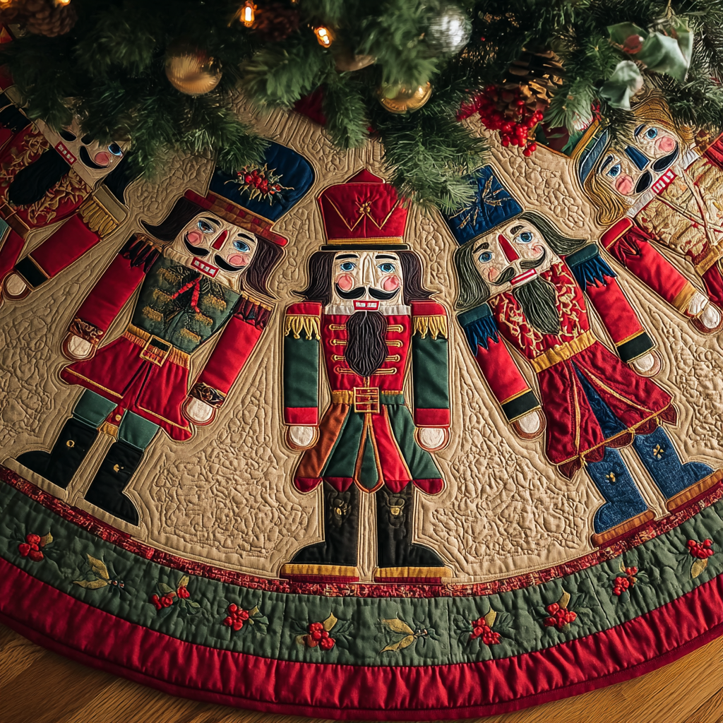 Nutcracker Whispers Christmas Quilted Tree Skirt Exclusive Holiday Tree Skirt Gift for Families
