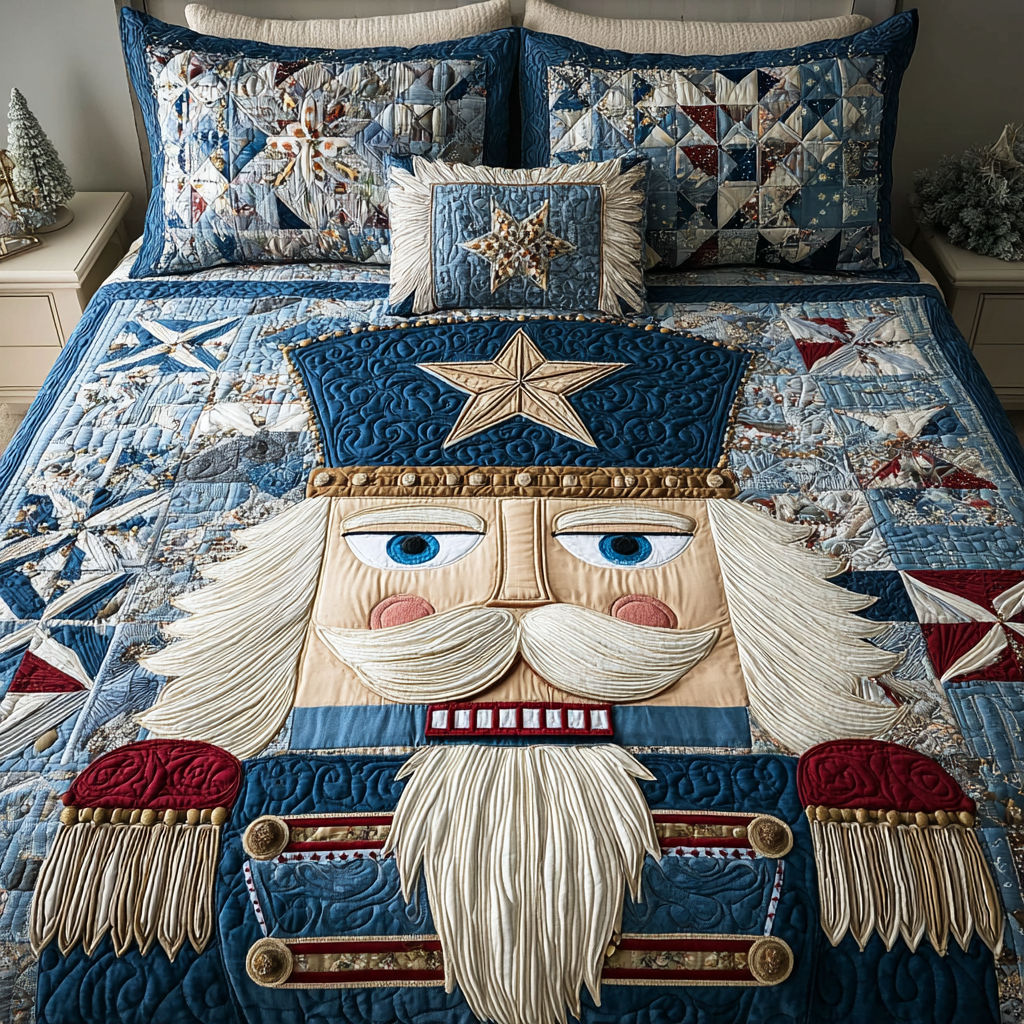 Nutcracker Wonder Quilted Bedding Set Holiday Duvet Cover Set Good Family Christmas Present