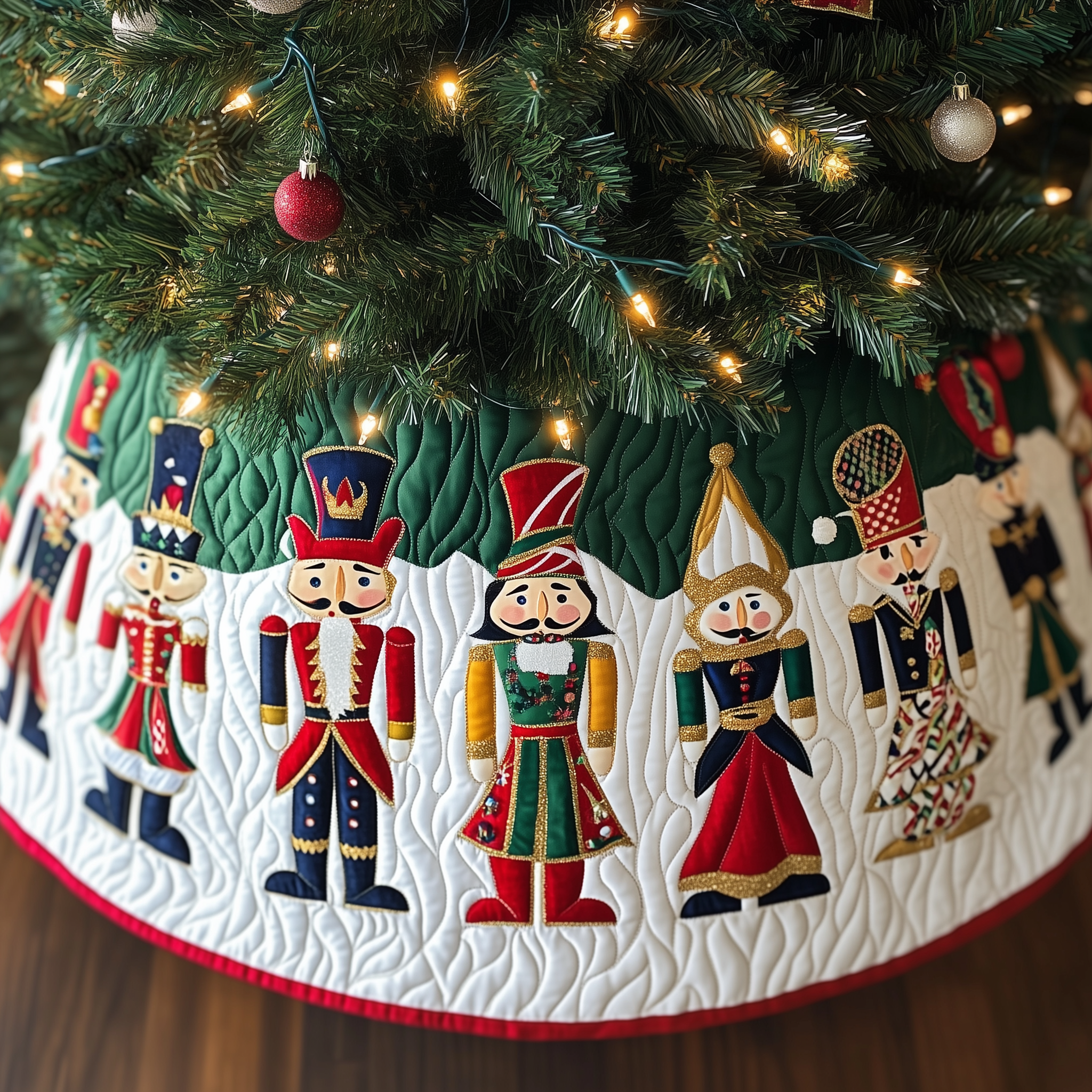 Nutcrackers Quilted Tree Skirt Christmas Xmas Tree Base Cover Decorations The Nutcracker Gifts