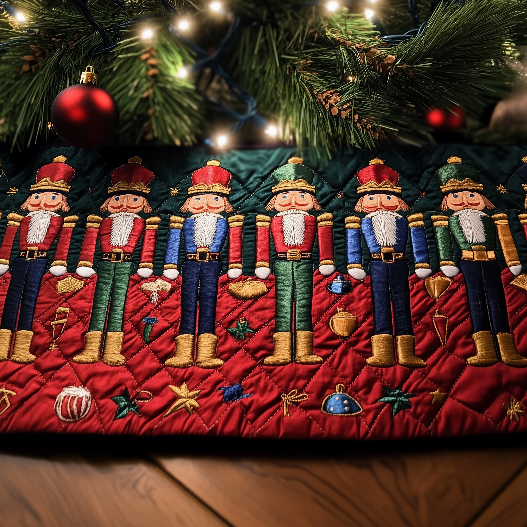 Nutcrackers Quilted Tree Skirt Perfect Gift Merch For Her