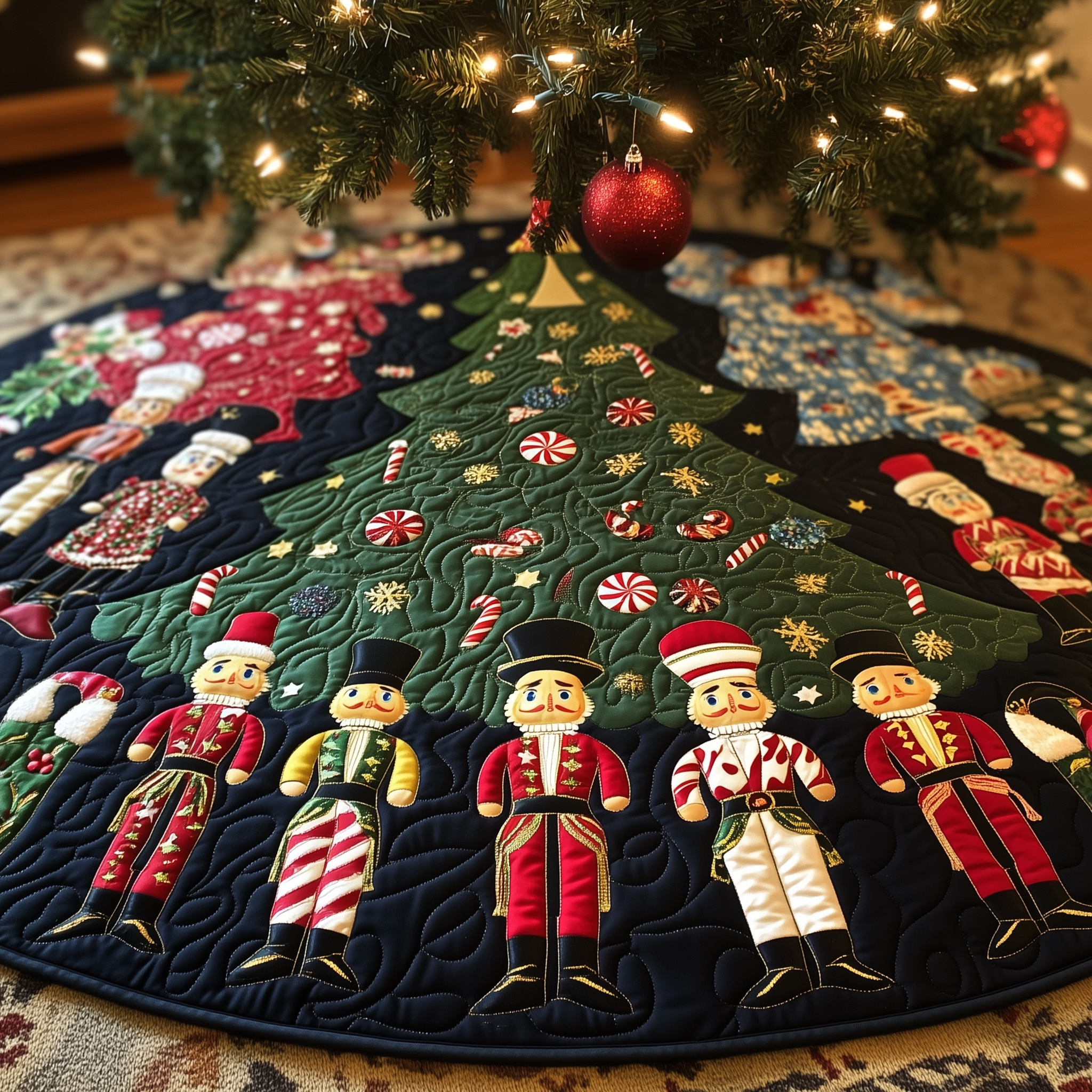 Nutcrackers Quilted Tree Skirt Xmas Tree Surround Christmas Decorations Nutcracker Themed Gifts