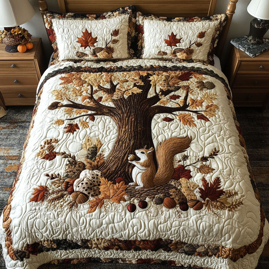 Nutty Autumn Days Quilted Bedding Set Bedroom Decorations Autumn Presents