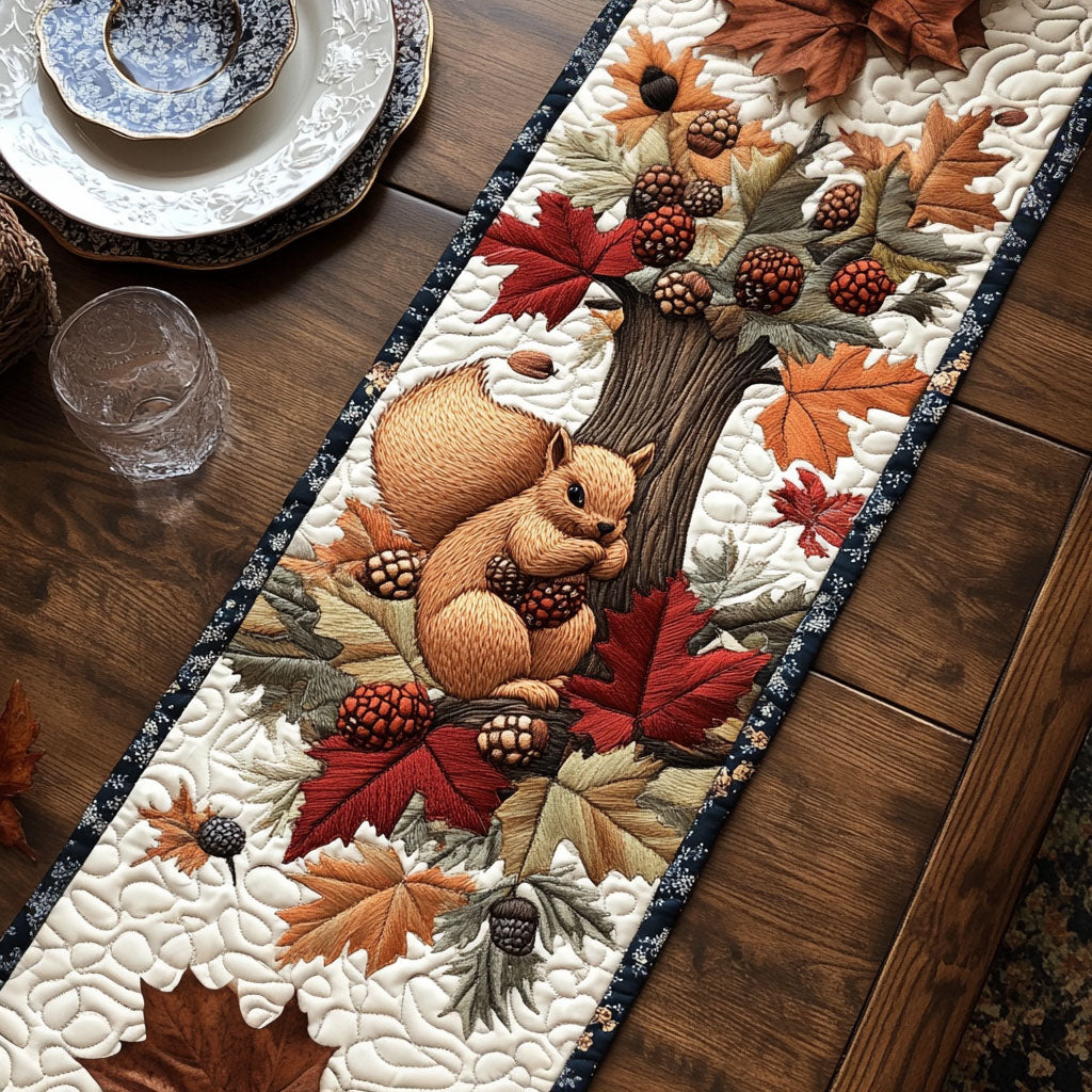 Nutty Autumn Quilted Table Runner Autumn Table Runner Best Unique Gifts For Fox Lovers