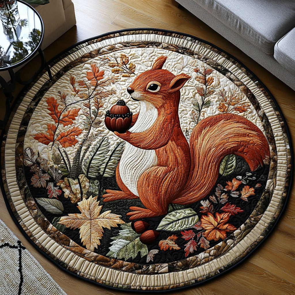 Nutty Fall Days Quilted Round Mat Entrance Way Ideas Gifts For Bunny Rabbit Lovers